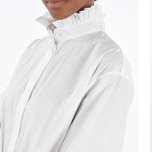 ALEXANDRE VAUTHIER | RUFFLE NECK COTTON SHIRT - Picture 2 of 12